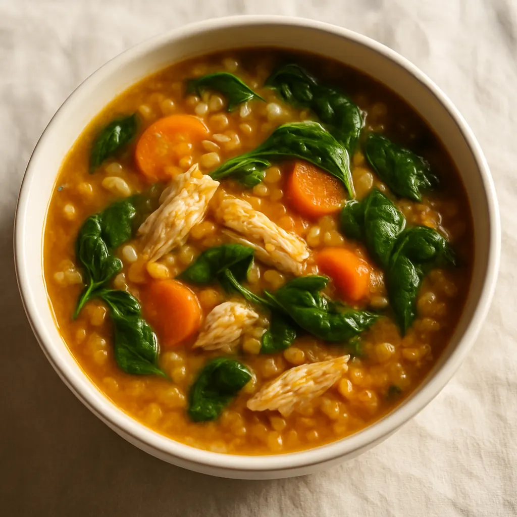 Chicken & red lentil soup with spinach