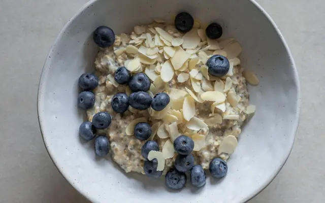A jar of overnight oats with fruit