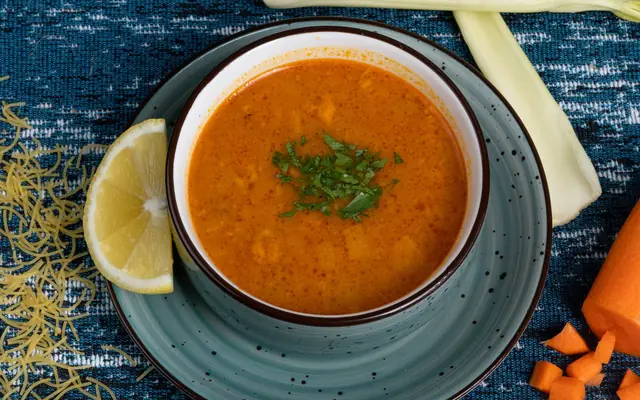 Lemon chicken and orzo soup